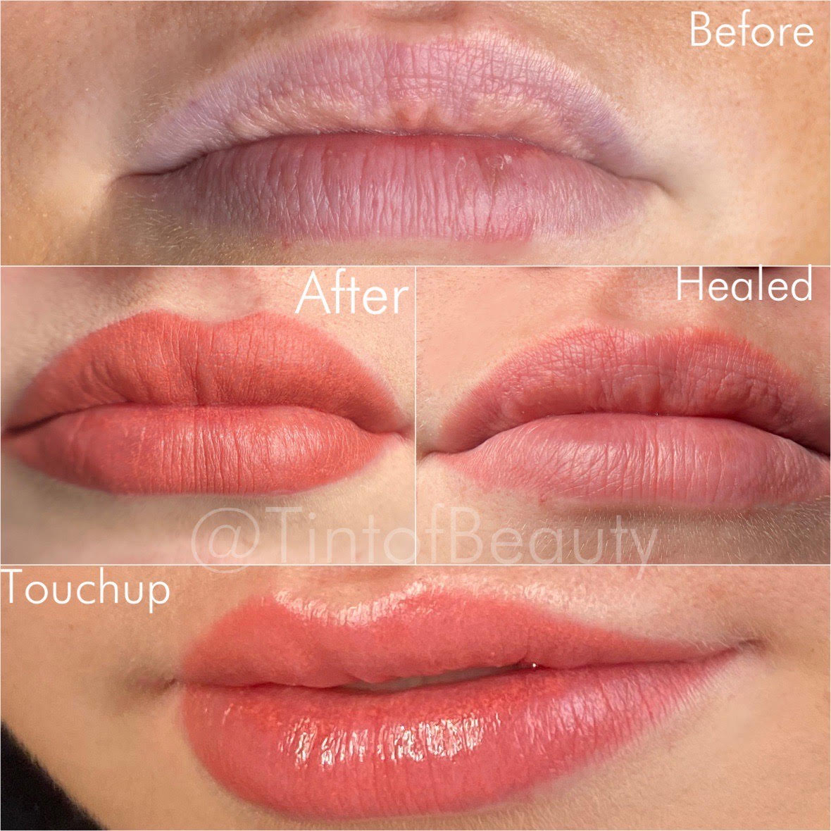 Lip Blushing before and after with touchup near cobb county